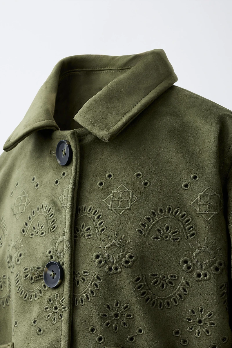 VESTE EFFET DAIM BRODERIES