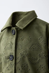 VESTE EFFET DAIM BRODERIES