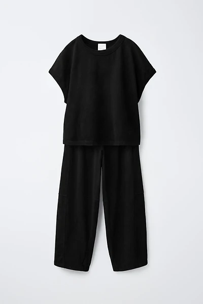 WASHED EFFECT T-SHIRT AND BALLOON PANTS SET