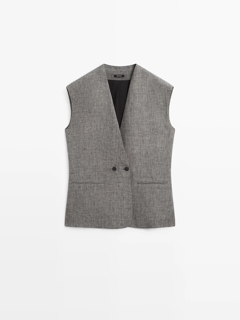 Gilet à épaules marquées en lin