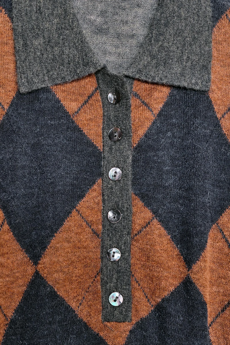 PULL POLO EN MAILLE LOSANGES
