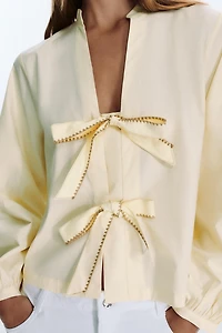 CHEMISE POPELINE RAYURES LACETS