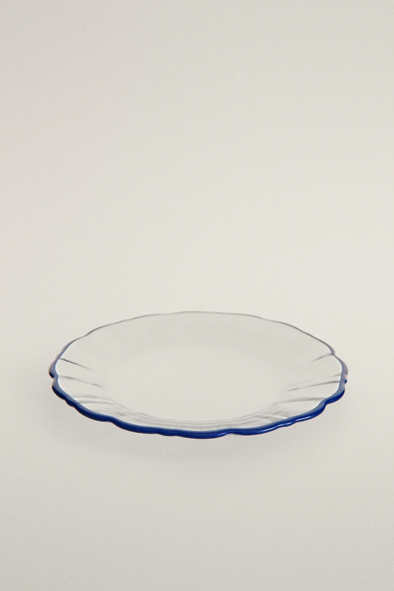 GLASS SIDE PLATE WITH RIM