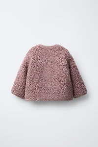LINED FLEECE COAT WITH FLOWERS