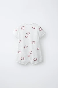 EMBROIDERED CRAB TEXTURED ROMPER