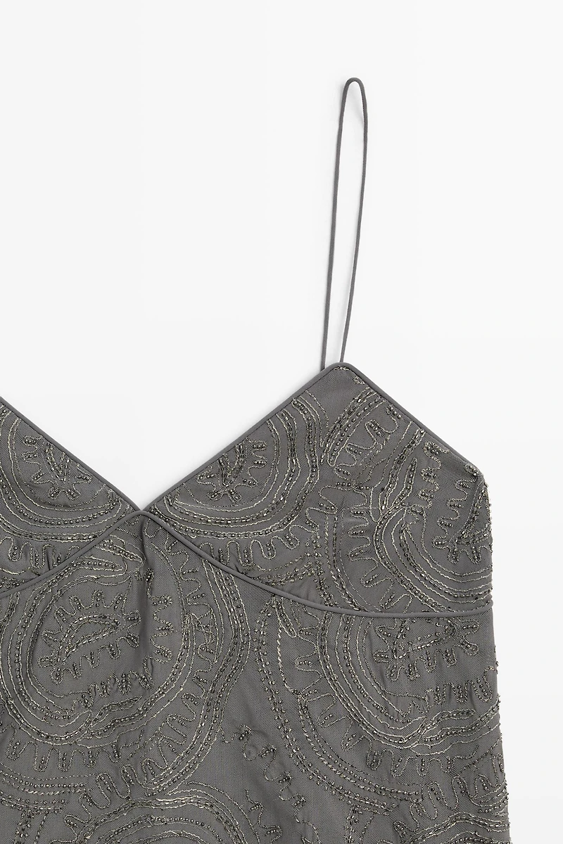 Strappy top with embroidered detail