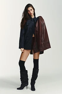 PLAID POPLIN SHIRT WITH SCARF DETAIL