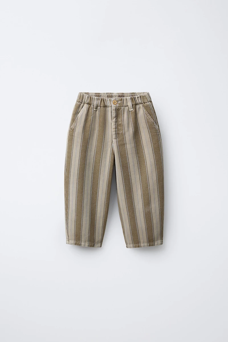 STRIPED WOOL BALLOON PANTS