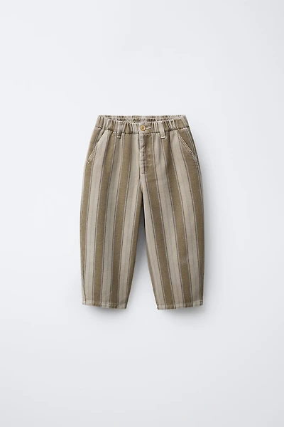STRIPED WOOL BALLOON PANTS
