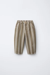 STRIPED WOOL BALLOON PANTS
