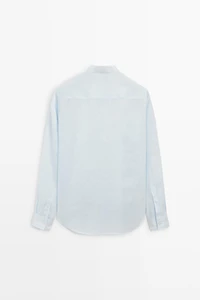 100% linen regular fit stand collar shirt