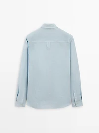 Textured 100% linen regular fit shirt