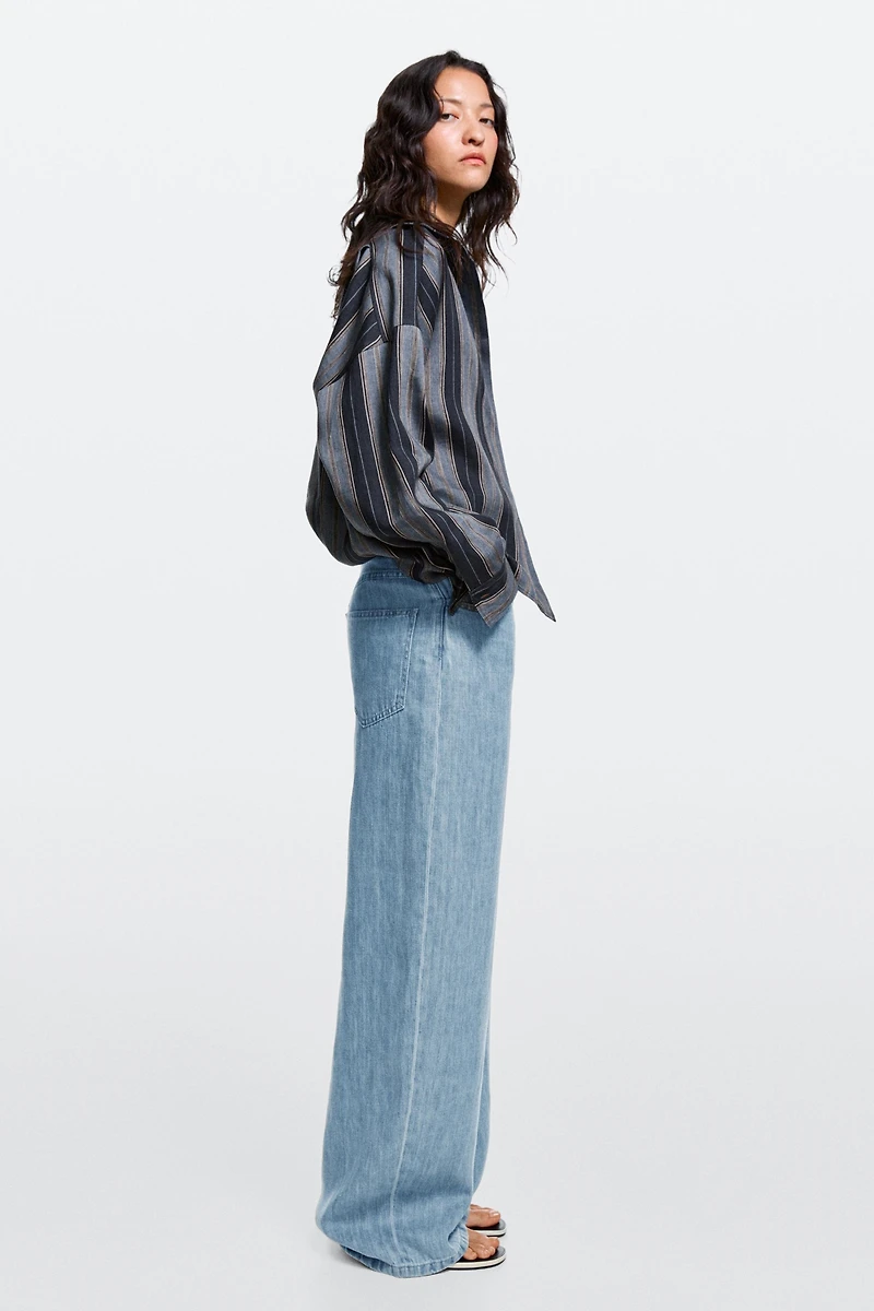 100% linen high-waist barrel fit jeans