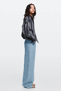 100% linen high-waist barrel fit jeans