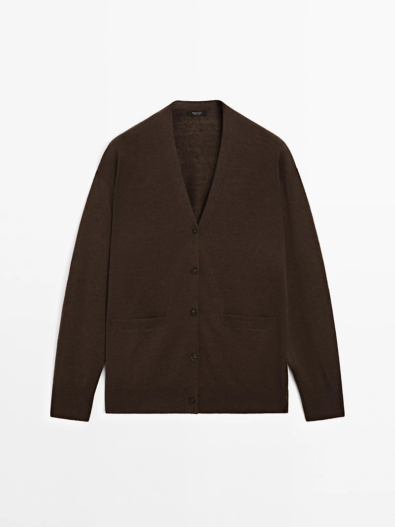 Long linen blend knit cardigan