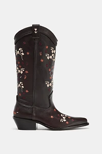 LEATHER EMBROIDERED COWBOY BOOTS