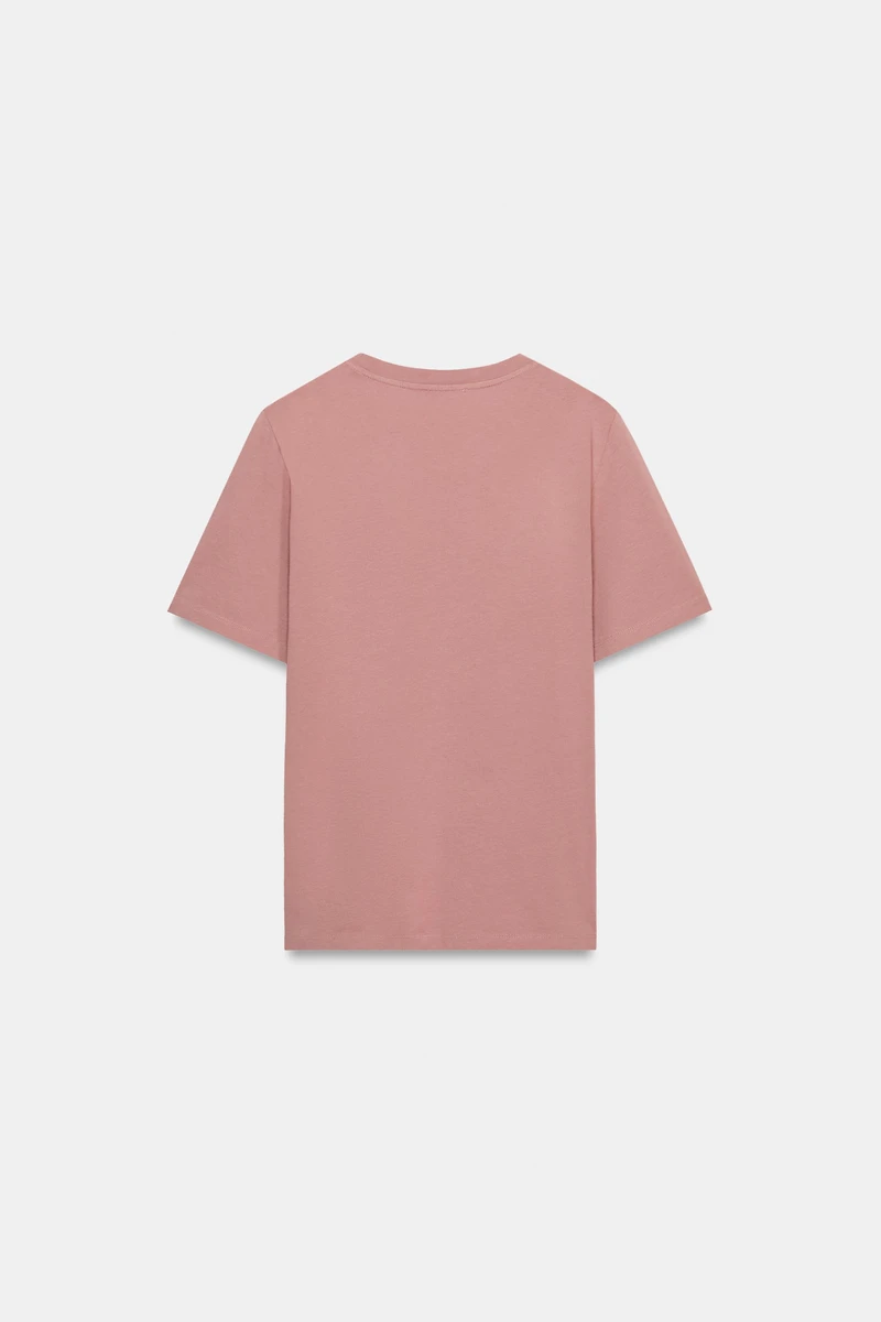 WASHED EFFECT BEAD TRIM T-SHIRT