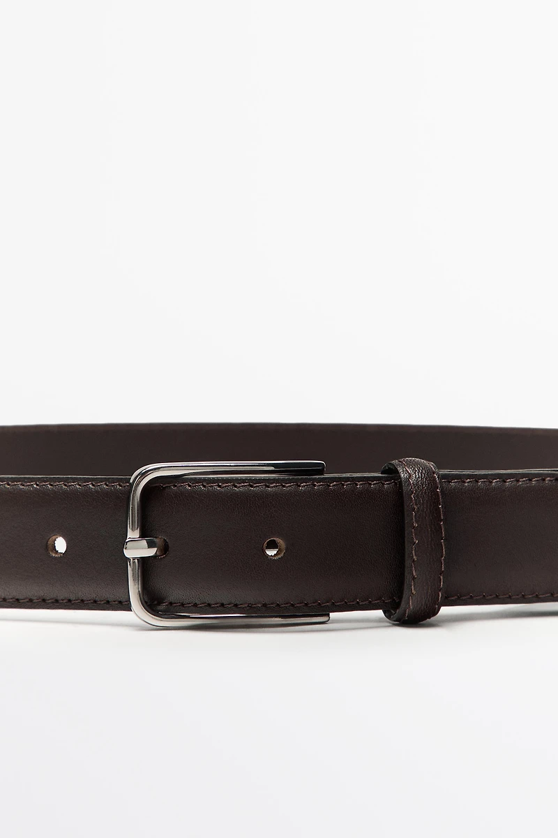 Nappa leather belt with double keeper