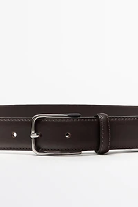 Nappa leather belt with double keeper