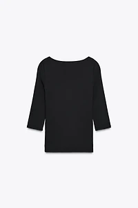 COTTON BOAT NECK T-SHIRT