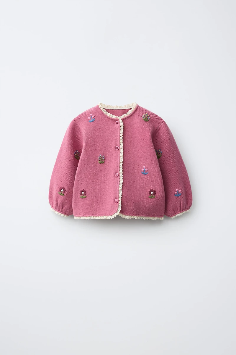 EMBROIDERED FLOWER CARDIGAN
