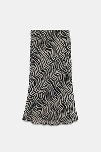 ANIMAL PRINT TIE-DETAIL MIDI SKIRT