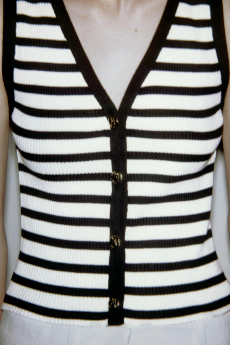 ZARA STRIPED BUTTON VEST