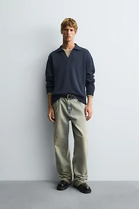 DISTRESSED KNIT POLO