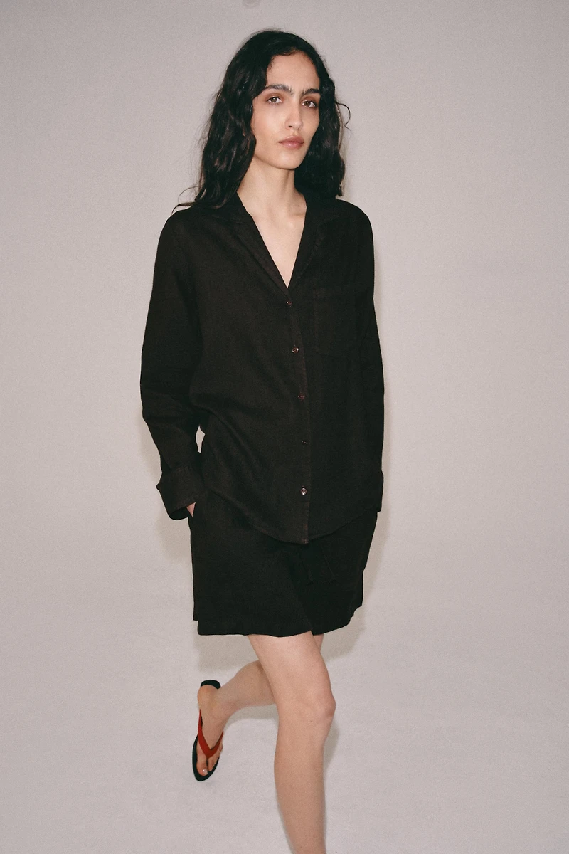 100% LINEN SHIRT WITH POCKET ZW COLLECTION
