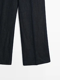 Wide-leg linen blend trousers