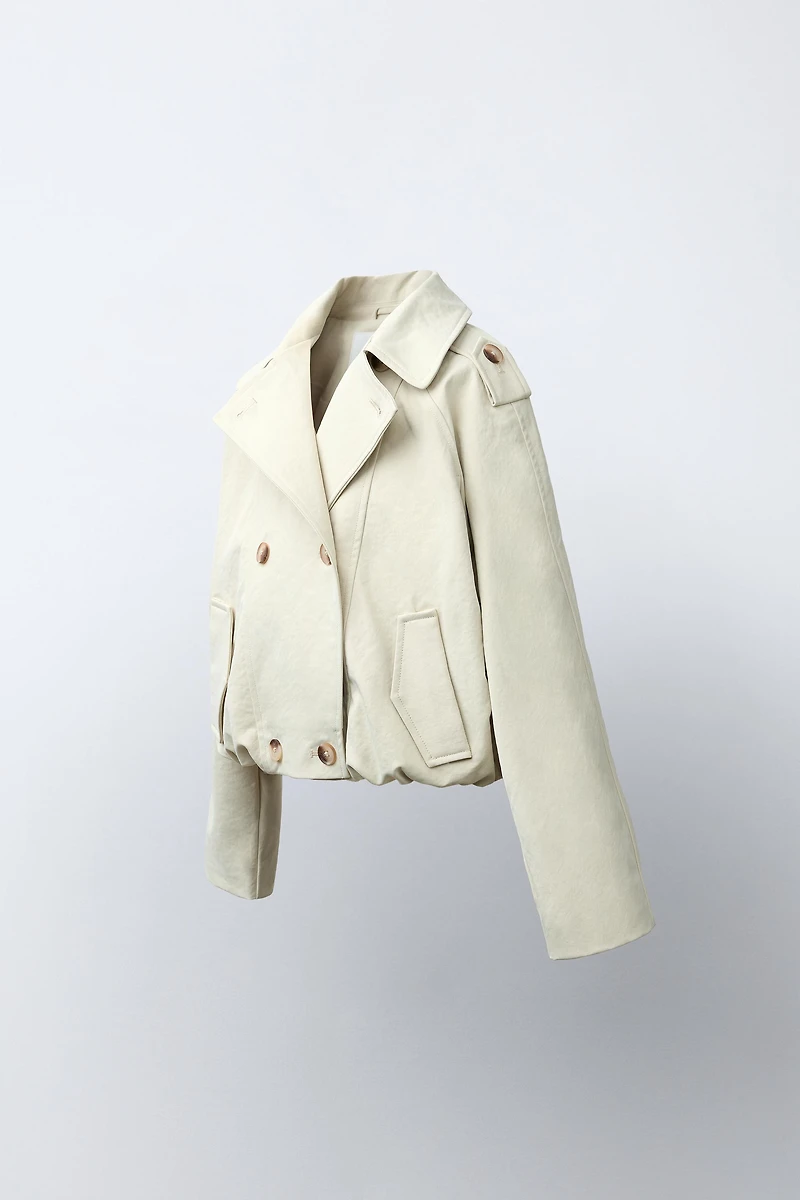 CROPPED ELASTIC HEM TRENCH COAT