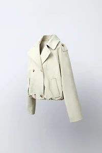 CROPPED ELASTIC HEM TRENCH COAT