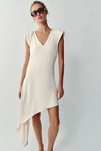 ASYMMETRIC SHORT DRESS WITH SHOULDER PADS