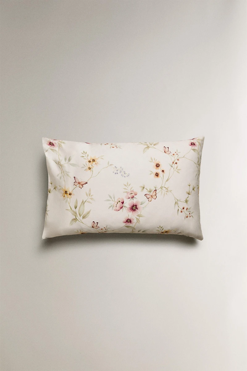 TAIE D’OREILLER SATIN IMPRIMÉ FLEUR
