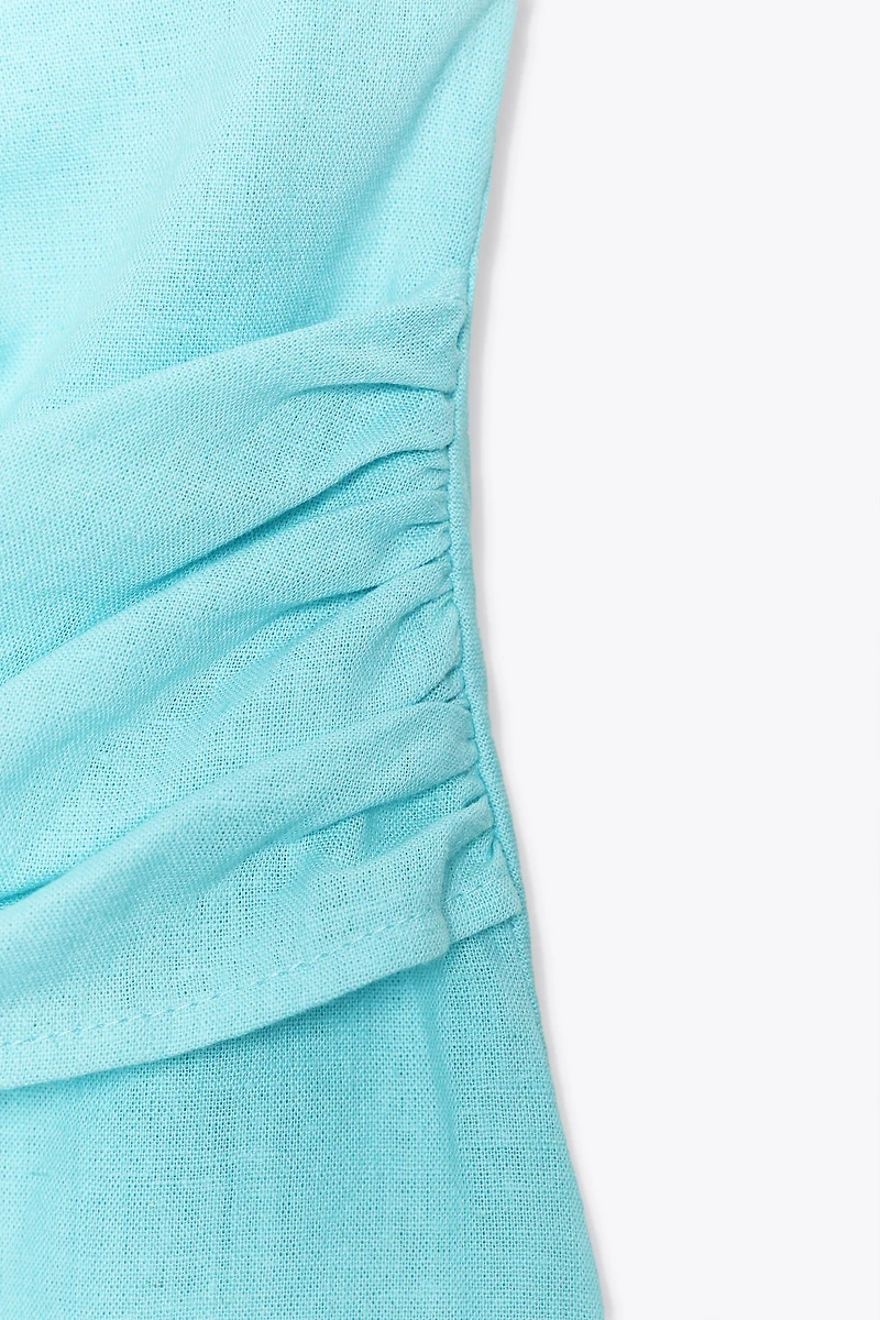 LINEN KNOTTED HALTER TOP