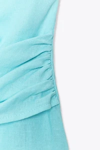 LINEN KNOTTED HALTER TOP