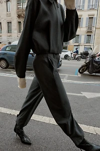 ADJUSTABLE HEM PINSTRIPE PANTS