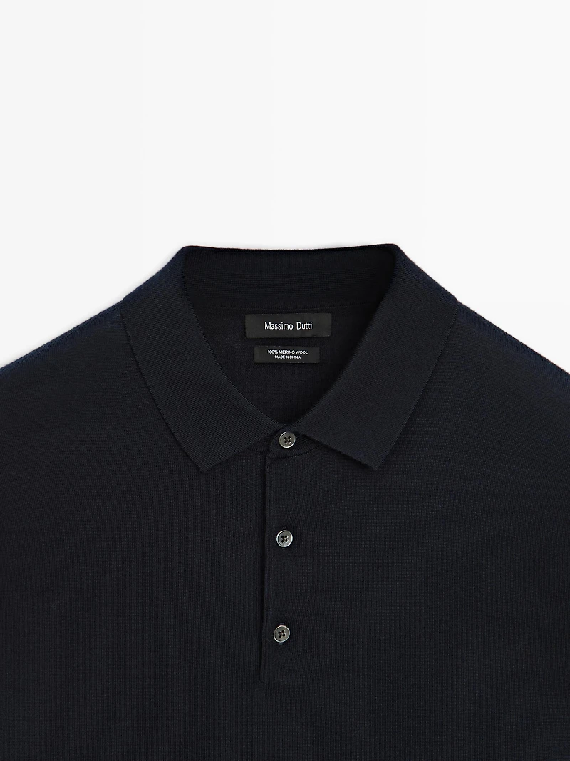 Pull polo en maille 100 % laine mérinos