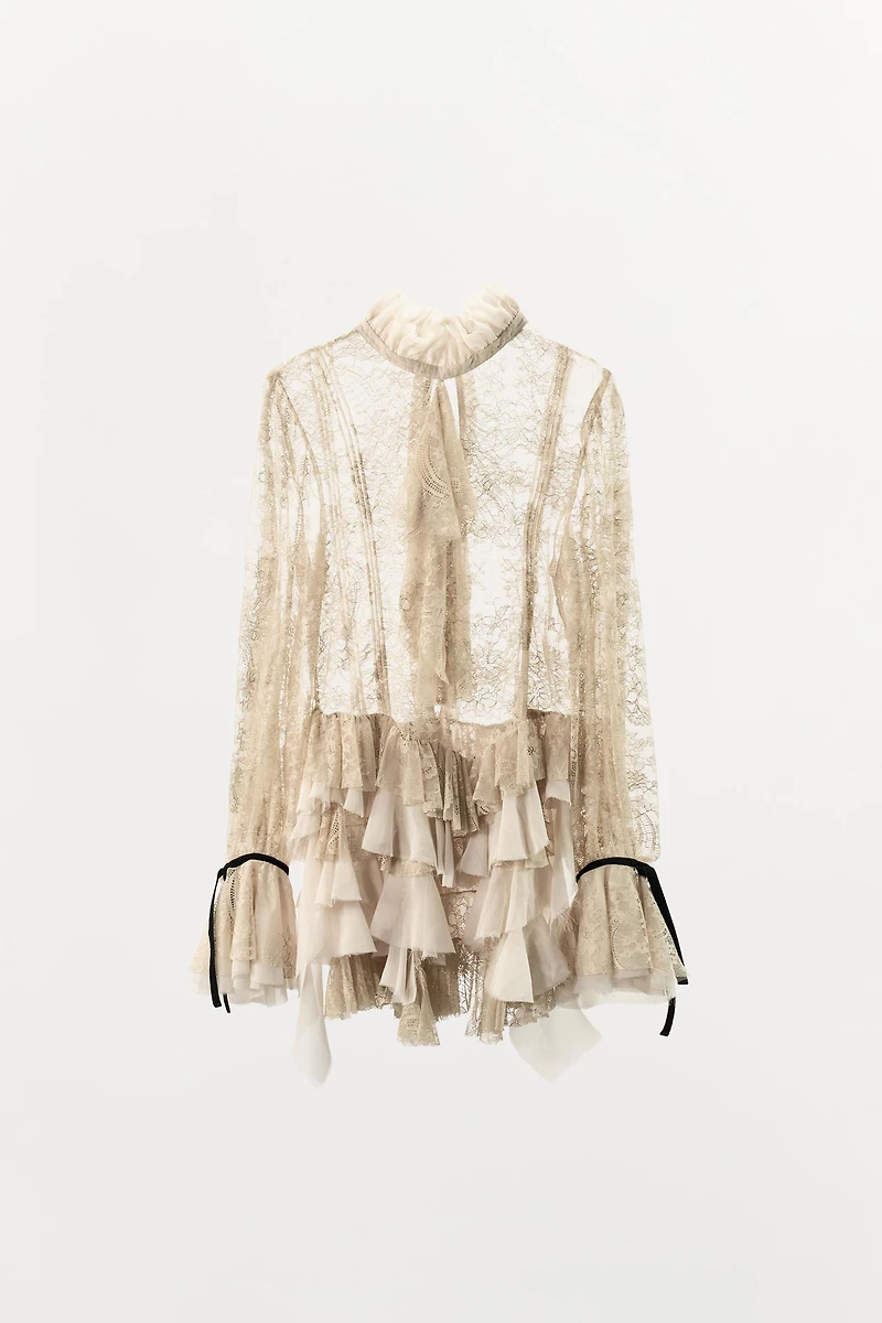 LACE RUFFLE TOP ZW COLLECTION LIMITED EDITION