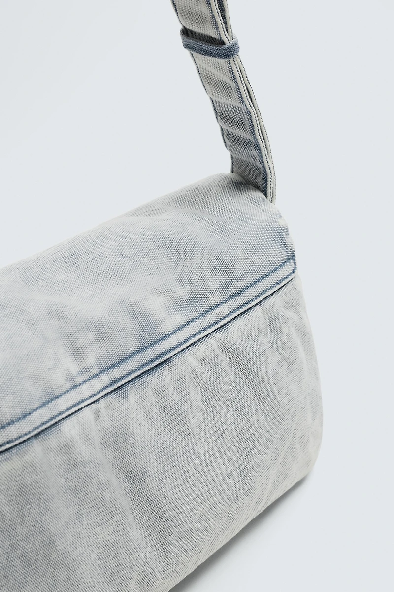 WASHED-EFFECT DENIM CROSSBODY BAG