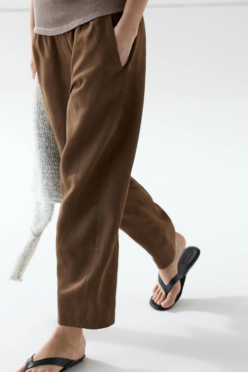 Pantalon lin taille élastique