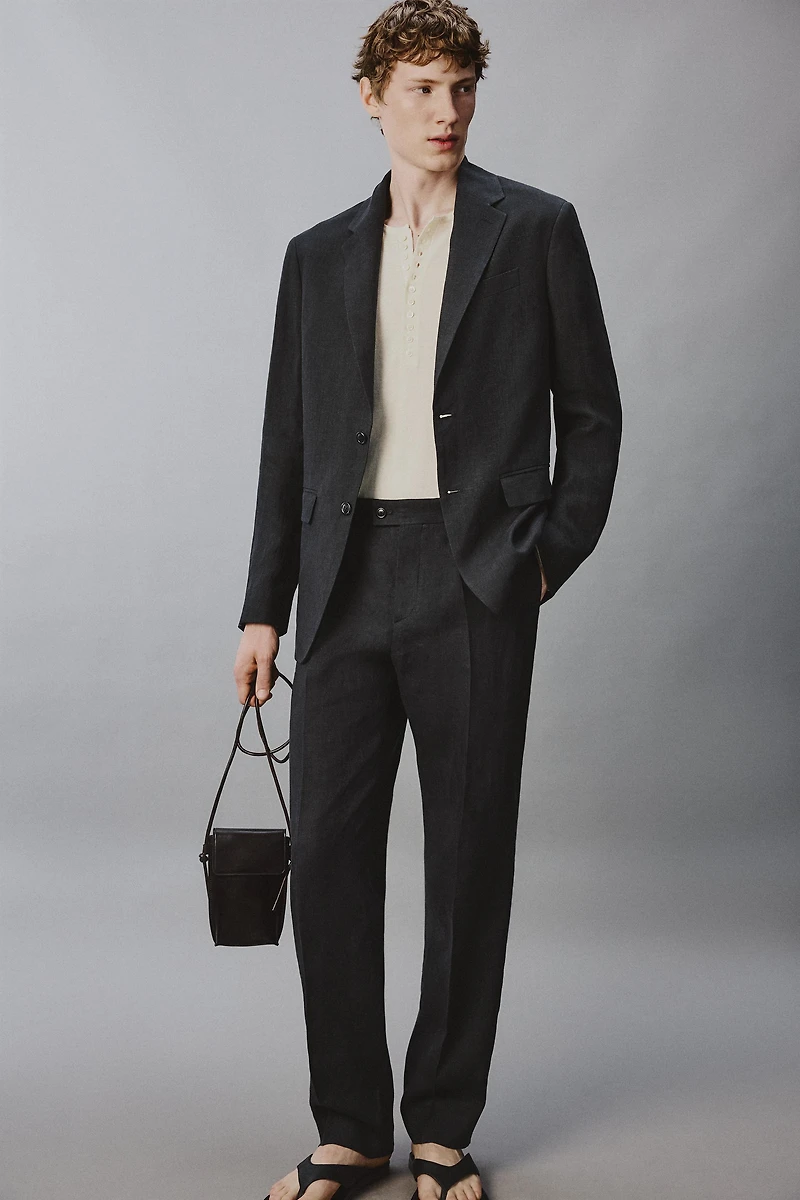 PANTALON REGULAR FIT DE COSTUME 100% LIN