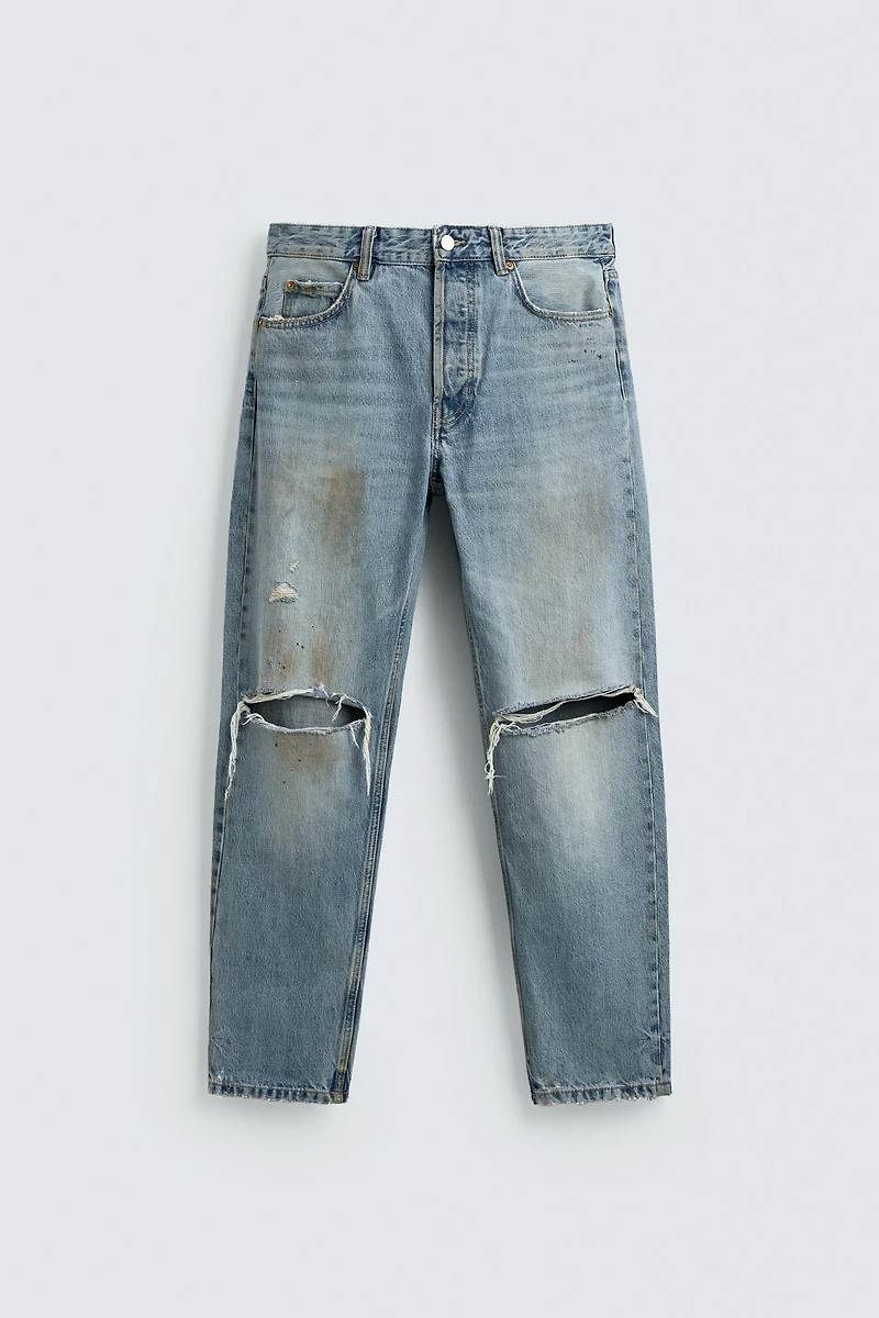 REGULAR FIT VINTAGE RIPPED JEANS