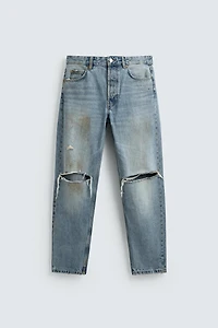 REGULAR FIT VINTAGE RIPPED JEANS