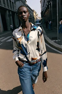 FLORAL PRINT SATIN SHIRT