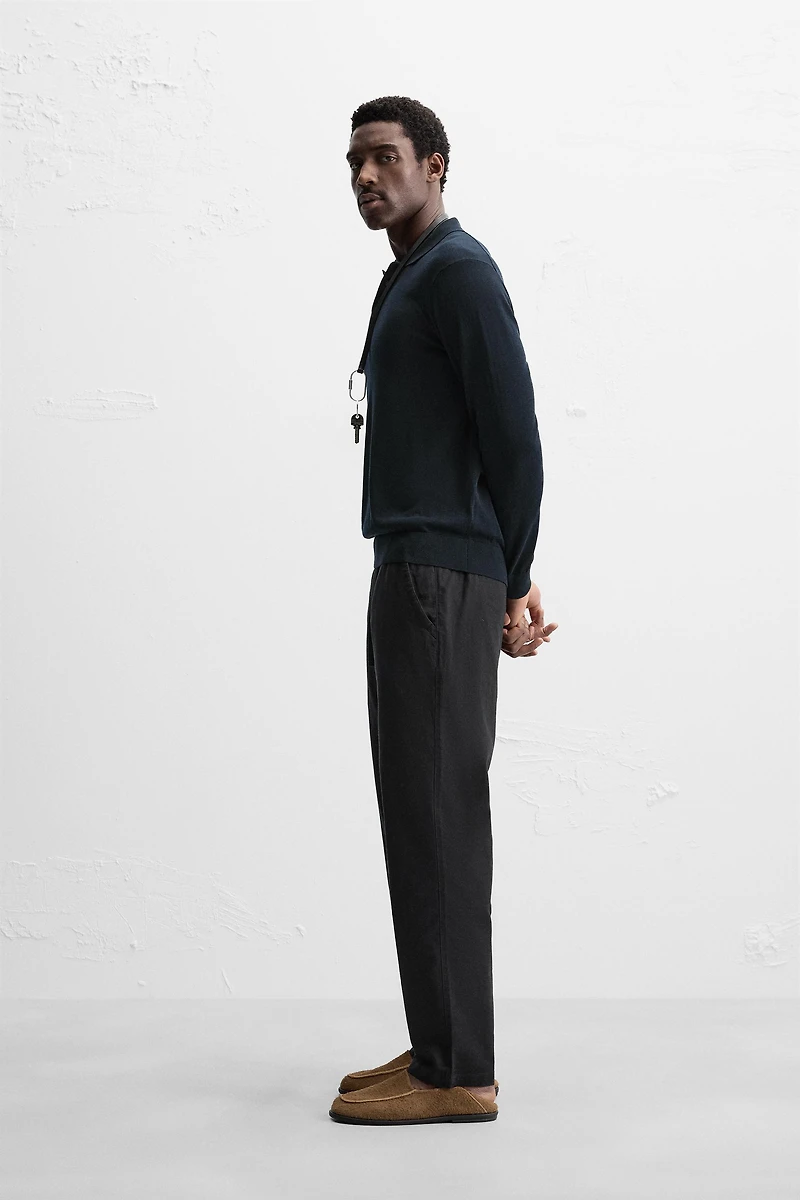 RELAXED FIT COTTON LINEN PANTS