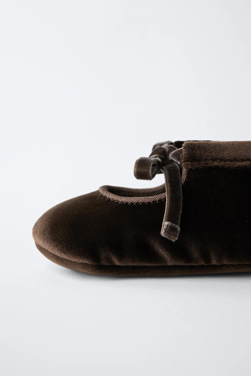 VELVET BOW BALLET FLATS