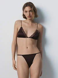 Silk thong with lace detail