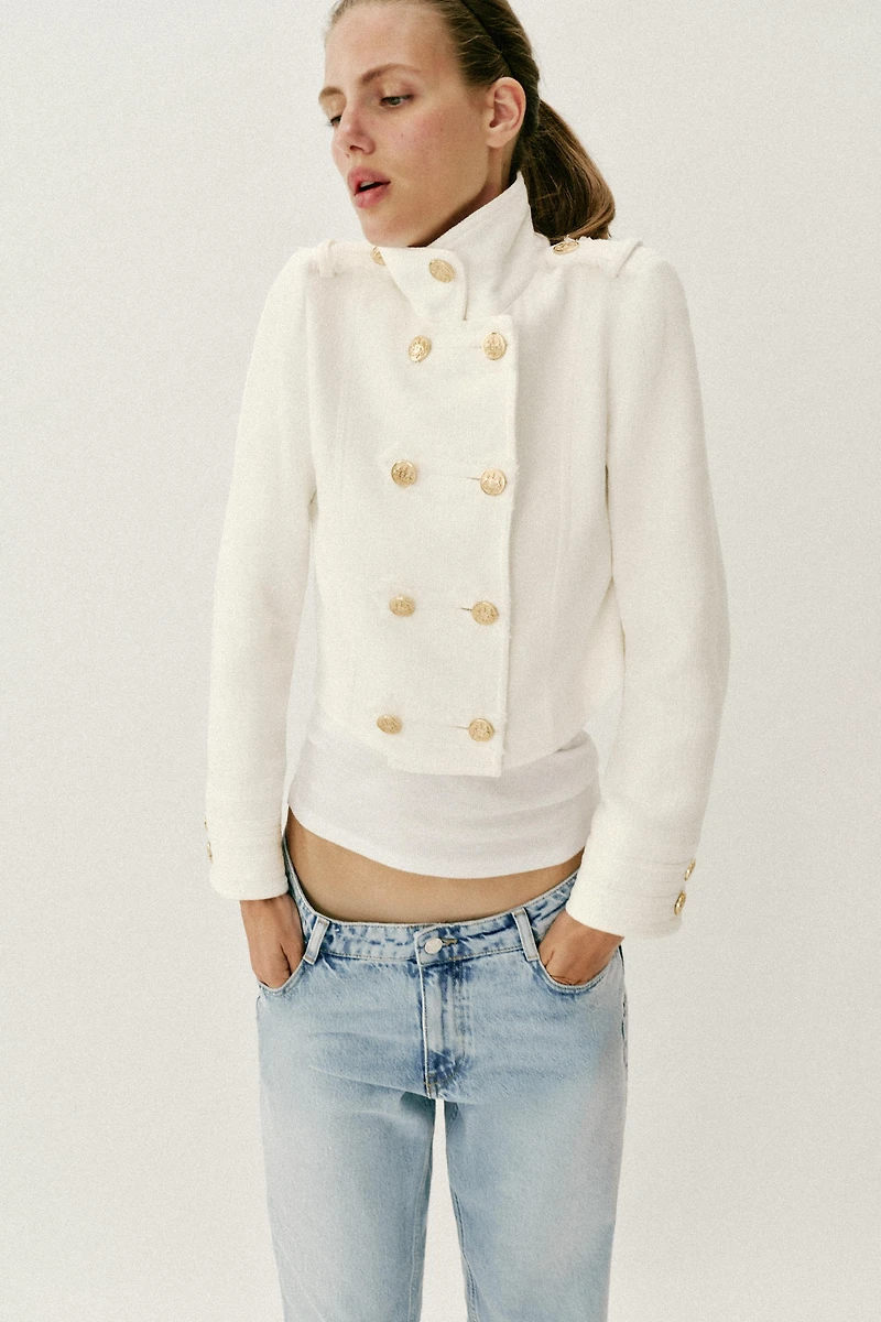 GOLD BUTTON WRAP JACKET