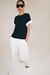 PULL EN MAILLE À MANCHES REVERS COMBINÉES